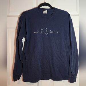 Gildan Blue Horse Graphic Long Sleeve Top Medium